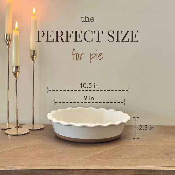 imageMora Ceramic Pie Pan for Baking  9 inch  Deep and Fluted Pie Dish for Old Fashion Apple Pie Quiche Pot Pies Tart etc  Modern Farmhouse Style Porcelain Ceramic Pie Plate  ChaiVanilla White