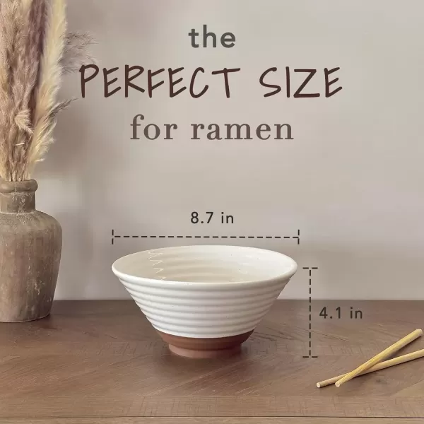 imageMora Ceramic Ramen Bowl Set of 2 45oz  Great for Pho Miso Udon Soup Instant Noodles Serving Thai or Asian Food  Microwave Safe Large Japanese Noodle Bowls Modern Kitchen  CharcoalVanilla White