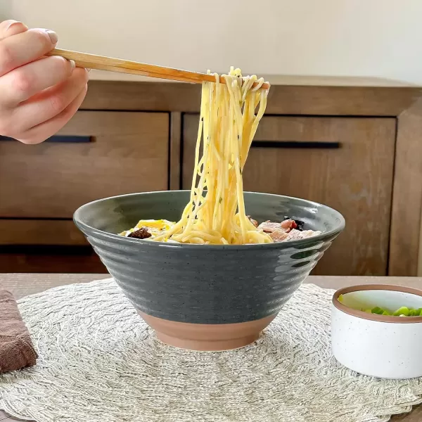 imageMora Ceramic Ramen Bowl Set of 2 45oz  Great for Pho Miso Udon Soup Instant Noodles Serving Thai or Asian Food  Microwave Safe Large Japanese Noodle Bowls Modern Kitchen  CharcoalCharcoal