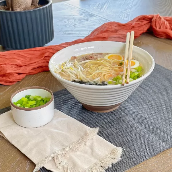 imageMora Ceramic Ramen Bowl Set of 2 45oz  Great for Pho Miso Udon Soup Instant Noodles Serving Thai or Asian Food  Microwave Safe Large Japanese Noodle Bowls Modern Kitchen  CharcoalVanilla White