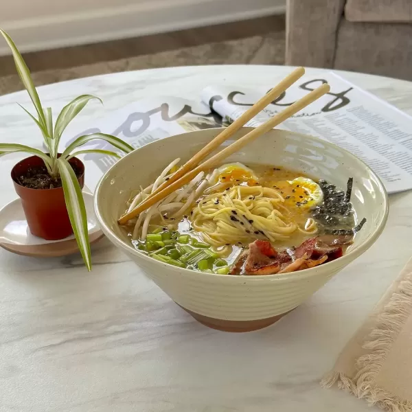 imageMora Ceramic Ramen Bowl Set of 2 45oz  Great for Pho Miso Udon Soup Instant Noodles Serving Thai or Asian Food  Microwave Safe Large Japanese Noodle Bowls Modern Kitchen  CharcoalAssorted Neutrals
