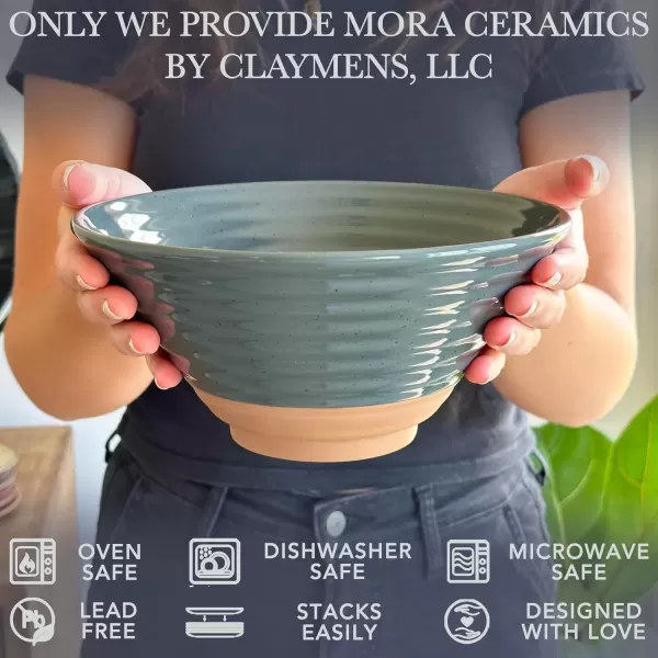 imageMora Ceramic Ramen Bowl Set of 2 45oz  Great for Pho Miso Udon Soup Instant Noodles Serving Thai or Asian Food  Microwave Safe Large Japanese Noodle Bowls Modern Kitchen  CharcoalCharcoal