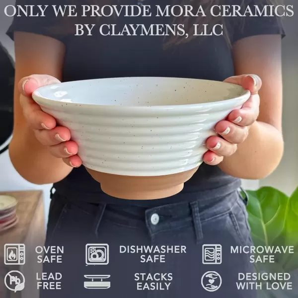 imageMora Ceramic Ramen Bowl Set of 2 45oz  Great for Pho Miso Udon Soup Instant Noodles Serving Thai or Asian Food  Microwave Safe Large Japanese Noodle Bowls Modern Kitchen  CharcoalVanilla White
