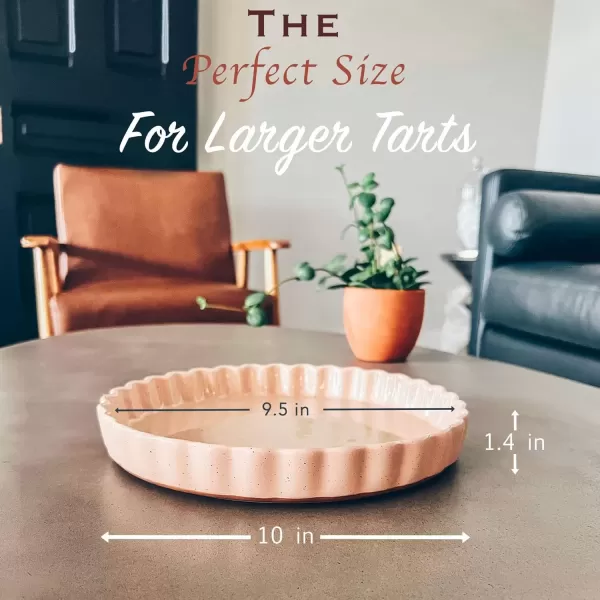 imageMora Ceramic Tart Pan 95 Inch Large Porcelain Baking Dish for Tarts Quiche Pie Flan etc Fluted Ruffled Edge Oven Microwave Freezer and Dishwasher safe  Great Gift For Bakers  ChaiChai