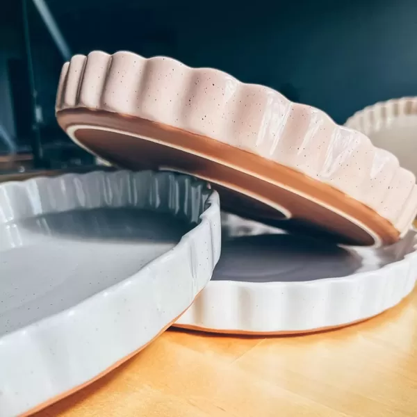 imageMora Ceramic Tart Pan 95 Inch Large Porcelain Baking Dish for Tarts Quiche Pie Flan etc Fluted Ruffled Edge Oven Microwave Freezer and Dishwasher safe  Great Gift For Bakers  ChaiChai