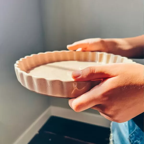 imageMora Ceramic Tart Pan 95 Inch Large Porcelain Baking Dish for Tarts Quiche Pie Flan etc Fluted Ruffled Edge Oven Microwave Freezer and Dishwasher safe  Great Gift For Bakers  ChaiChai