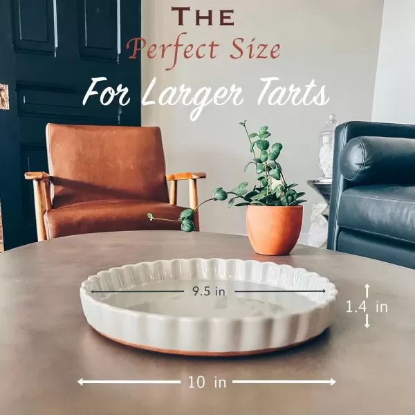 imageMora Ceramic Tart Pan 95 Inch Large Porcelain Baking Dish for Tarts Quiche Pie Flan etc Fluted Ruffled Edge Oven Microwave Freezer and Dishwasher safe  Great Gift For Bakers  ChaiEarl Grey