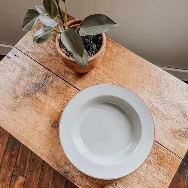 imageMora Ceramic Wide Rimmed Soup Bowl 25oz Set of 4  For Pasta Italian Spaghetti Dipping Bread Fancy Dinner etc Large PlateBowls Hybrid For Everyday ampamp Restaurant Use Flat Rim  Assorted NeutralsEarl Grey