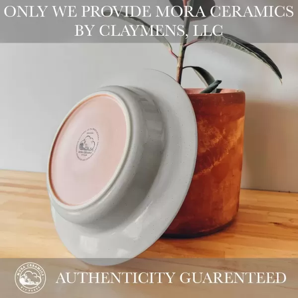 imageMora Ceramic Wide Rimmed Soup Bowl 25oz Set of 4  For Pasta Italian Spaghetti Dipping Bread Fancy Dinner etc Large PlateBowls Hybrid For Everyday ampamp Restaurant Use Flat Rim  Assorted NeutralsEarl Grey