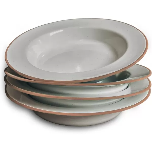 imageMora Ceramic Wide Rimmed Soup Bowl 25oz Set of 4  For Pasta Italian Spaghetti Dipping Bread Fancy Dinner etc Large PlateBowls Hybrid For Everyday ampamp Restaurant Use Flat Rim  Assorted NeutralsEarl Grey