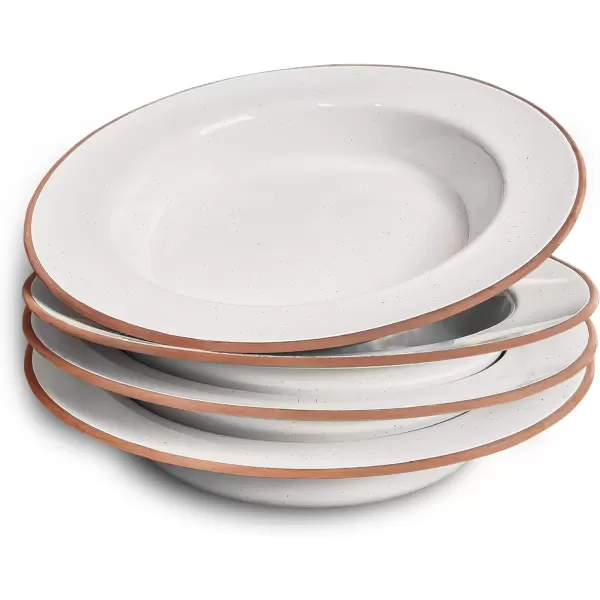 imageMora Ceramic Wide Rimmed Soup Bowl 25oz Set of 4  For Pasta Italian Spaghetti Dipping Bread Fancy Dinner etc Large PlateBowls Hybrid For Everyday ampamp Restaurant Use Flat Rim  Assorted NeutralsVanilla White