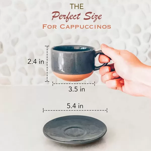 imageMora Ceramics 8oz Cappuccino Mug Set of 4  Ceramic Coffee Cups with Saucers  Microwave and Dishwasher Safe Perfect For Tea Espresso Latte  Porcelain Mugs for Kitchen or Cafe  Assorted NeutralsAssorted Neutral