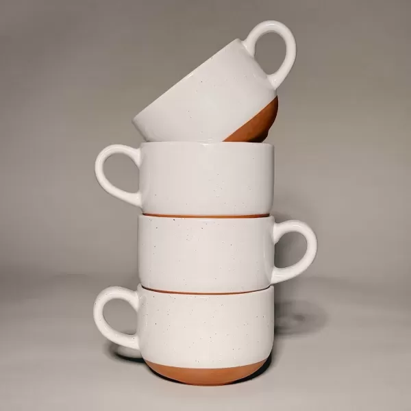 imageMora Ceramics 8oz Cappuccino Mug Set of 4  Ceramic Coffee Cups with Saucers  Microwave and Dishwasher Safe Perfect For Tea Espresso Latte  Porcelain Mugs for Kitchen or Cafe  Assorted NeutralsVanilla White
