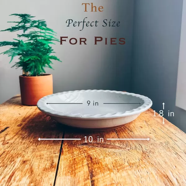 imageMora Ceramics Classic 9 Inch Round Pie Pans Set of 2  Dishwasher and Oven Safe Shallow Pans for Baking ApplePumpkin Pies Quiche Rolls etcEarl Grey