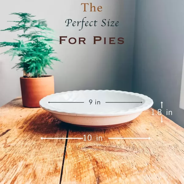 imageMora Ceramics Classic 9 Inch Round Pie Pans Set of 2  Dishwasher and Oven Safe Shallow Pans for Baking ApplePumpkin Pies Quiche Rolls etcVanilla White