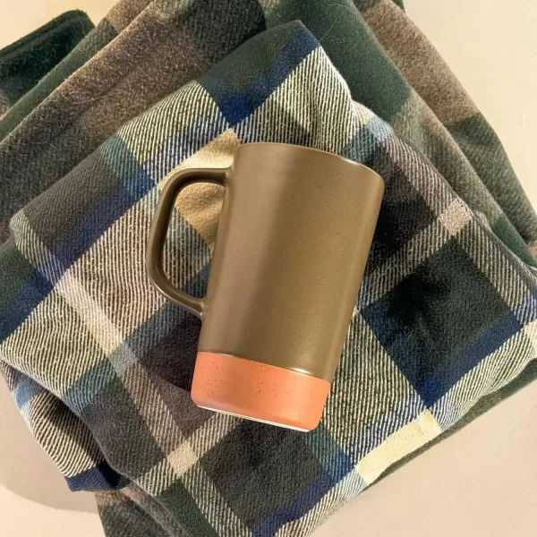 imageMora Ceramics Large Tea Mug with Loose Leaf Infuser and Ceramic Lid 18 oz Portable Microwave and Dishwasher Safe Tall Coffee Cup  Rustic Matte Ceramic Glaze Modern Herbal Tea Strainer Deep BlueOlive