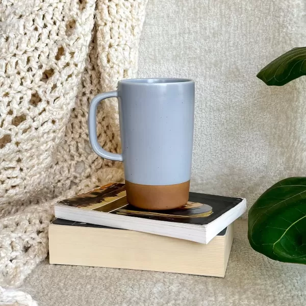 imageMora Ceramics Large Tea Mug with Loose Leaf Infuser and Ceramic Lid 18 oz Portable Microwave and Dishwasher Safe Tall Coffee Cup  Rustic Matte Ceramic Glaze Modern Herbal Tea Strainer Deep BlueSleet