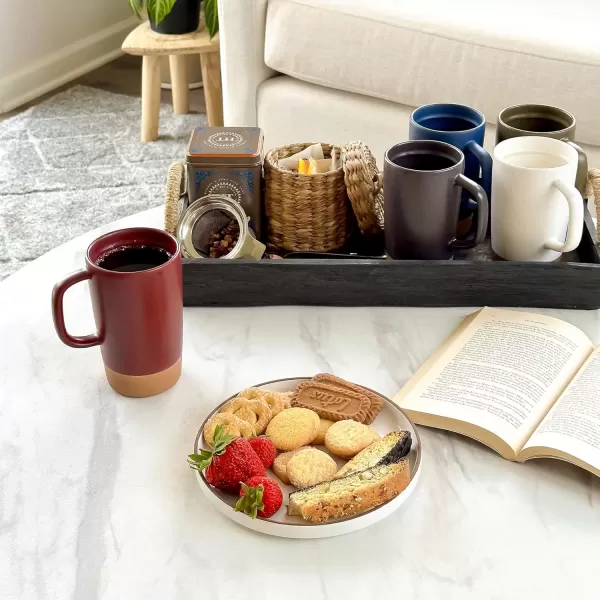 imageMora Ceramics Large Tea Mug with Loose Leaf Infuser and Ceramic Lid 18 oz Portable Microwave and Dishwasher Safe Tall Coffee Cup  Rustic Matte Ceramic Glaze Modern Herbal Tea Strainer Deep BlueMerlot
