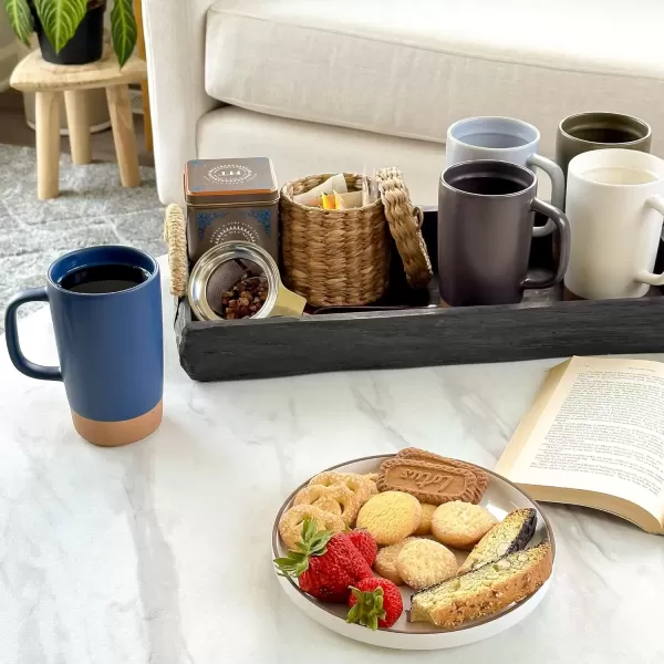 imageMora Ceramics Large Tea Mug with Loose Leaf Infuser and Ceramic Lid 18 oz Portable Microwave and Dishwasher Safe Tall Coffee Cup  Rustic Matte Ceramic Glaze Modern Herbal Tea Strainer Deep BlueDeep Blue