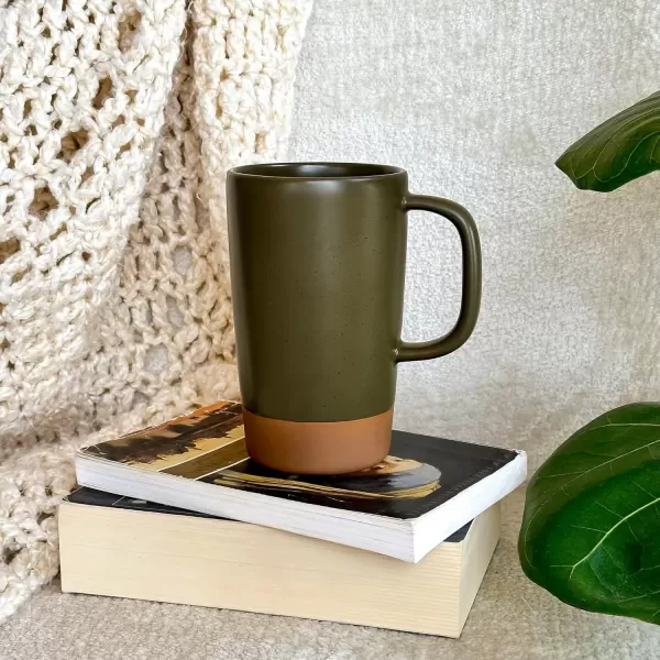 imageMora Ceramics Large Tea Mug with Loose Leaf Infuser and Ceramic Lid 18 oz Portable Microwave and Dishwasher Safe Tall Coffee Cup  Rustic Matte Ceramic Glaze Modern Herbal Tea Strainer Deep BlueOlive