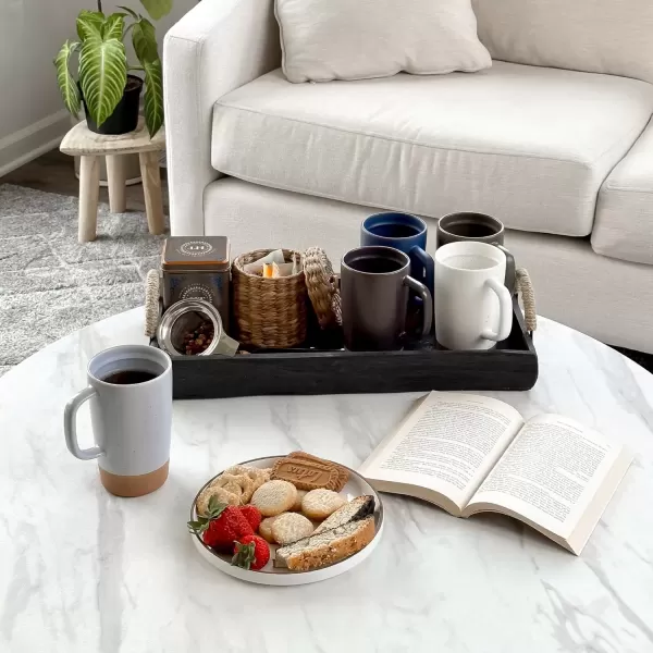 imageMora Ceramics Large Tea Mug with Loose Leaf Infuser and Ceramic Lid 18 oz Portable Microwave and Dishwasher Safe Tall Coffee Cup  Rustic Matte Ceramic Glaze Modern Herbal Tea Strainer Deep BlueSleet