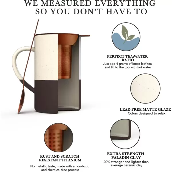 imageMora Ceramics Tea Cup with Loose Leaf Infuser Spoon and Lid 12 oz Microwave and Dishwasher Safe Coffee Mug  Rustic Matte Ceramic Glaze Modern Herbal Tea Strainer  Great Gift for Women GarnetGarnet
