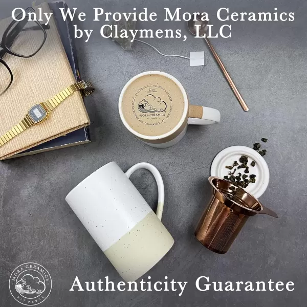 imageMora Ceramics Tea Cup with Loose Leaf Infuser Spoon and Lid 12 oz Microwave and Dishwasher Safe Coffee Mug  Rustic Matte Ceramic Glaze Modern Herbal Tea Strainer  Great Gift for Women GarnetLimestone