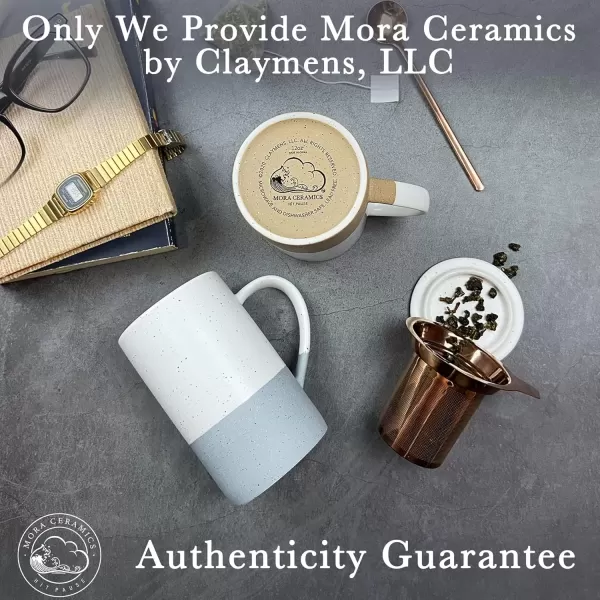 imageMora Ceramics Tea Cup with Loose Leaf Infuser Spoon and Lid 12 oz Microwave and Dishwasher Safe Coffee Mug  Rustic Matte Ceramic Glaze Modern Herbal Tea Strainer  Great Gift for Women GarnetFlint
