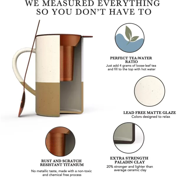 imageMora Ceramics Tea Cup with Loose Leaf Infuser Spoon and Lid 12 oz Microwave and Dishwasher Safe Coffee Mug  Rustic Matte Ceramic Glaze Modern Herbal Tea Strainer  Great Gift for Women GarnetPetro
