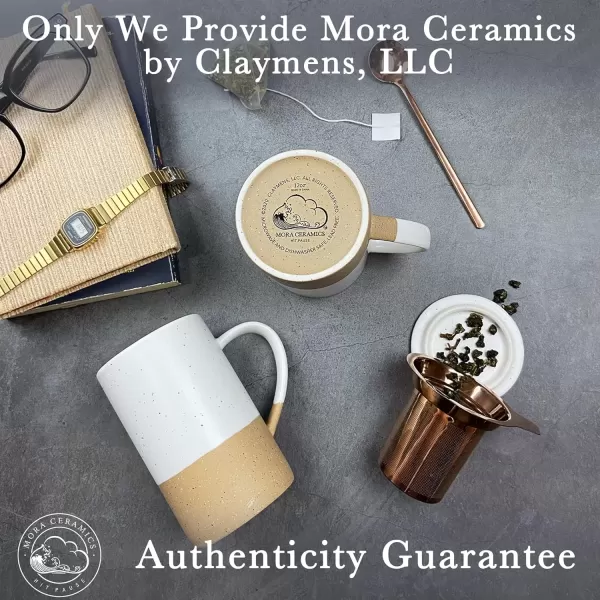 imageMora Ceramics Tea Cup with Loose Leaf Infuser Spoon and Lid 12 oz Microwave and Dishwasher Safe Coffee Mug  Rustic Matte Ceramic Glaze Modern Herbal Tea Strainer  Great Gift for Women GarnetPetro