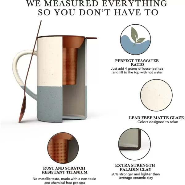 imageMora Ceramics Tea Cup with Loose Leaf Infuser Spoon and Lid 12 oz Microwave and Dishwasher Safe Coffee Mug  Rustic Matte Ceramic Glaze Modern Herbal Tea Strainer  Great Gift for Women GarnetFlint