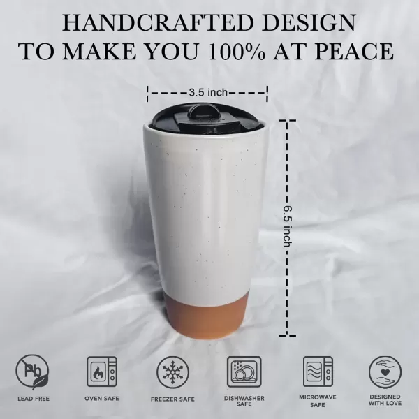 imageMora Double Wall Ceramic Coffee Travel Mug with Lid 14 oz Portable Microwave Dishwasher Safe Insulated Reusable Tall Cup Splash Resistant Lid  To Go Tumbler for Car Cup Holder Cotton WhiteCotton White
