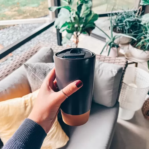 imageMora Double Wall Ceramic Coffee Travel Mug with Lid 14 oz Portable Microwave Dishwasher Safe Insulated Reusable Tall Cup Splash Resistant Lid  To Go Tumbler for Car Cup Holder Cotton WhiteNightwaves