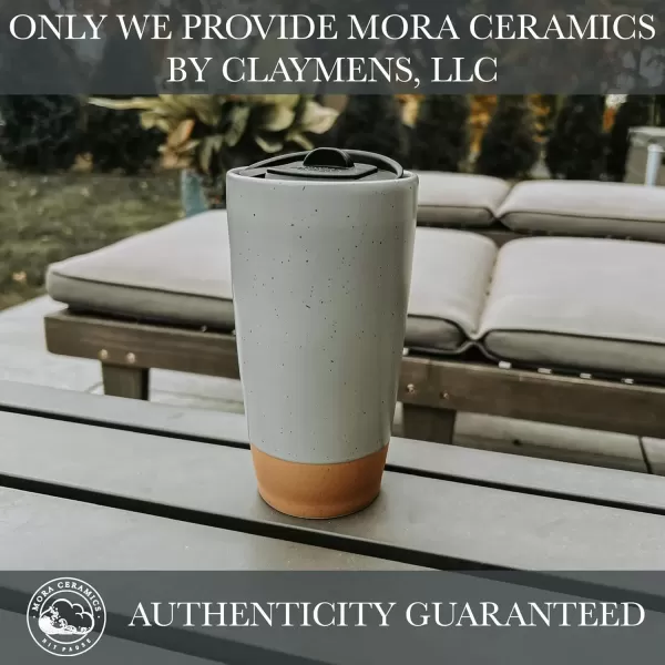 imageMora Double Wall Ceramic Coffee Travel Mug with Lid 14 oz Portable Microwave Dishwasher Safe Insulated Reusable Tall Cup Splash Resistant Lid  To Go Tumbler for Car Cup Holder Cotton WhiteOvercast Grey