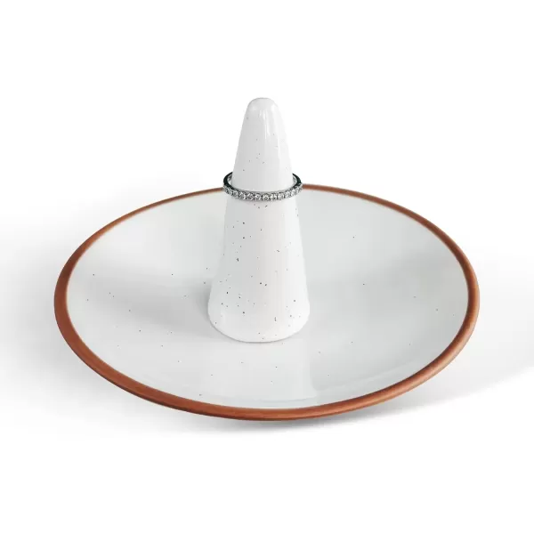 imageMora Ring Dish  Jewelry Holder for WeddingEngagement Rings Bathroom Vanity Nightstand Sink etc Cute Trendy Gift for BrideWomen Small Modern Decorative TrayPlate for Trinket Room Decor WhiteVanilla White