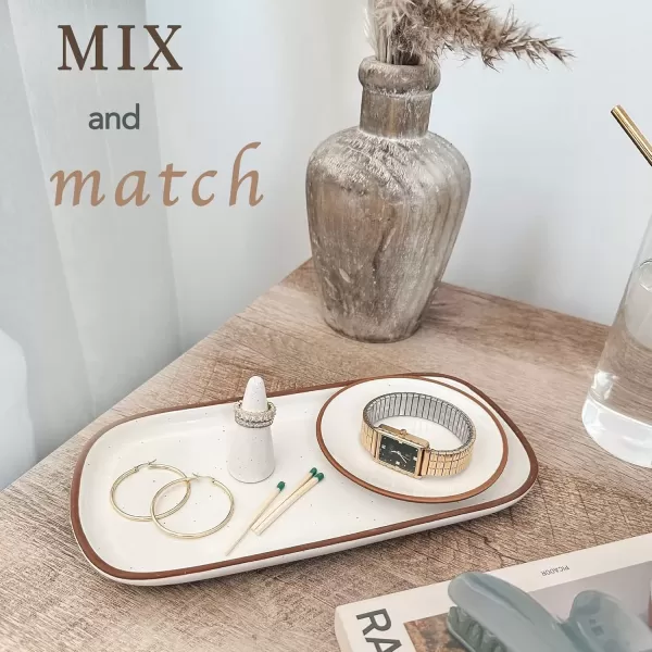 imageMora Ring Dish  Jewelry Holder for WeddingEngagement Rings Bathroom Vanity Nightstand Sink etc Cute Trendy Gift for BrideWomen Small Modern Decorative TrayPlate for Trinket Room Decor WhiteVanilla White
