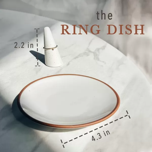 imageMora Ring Dish  Jewelry Holder for WeddingEngagement Rings Bathroom Vanity Nightstand Sink etc Cute Trendy Gift for BrideWomen Small Modern Decorative TrayPlate for Trinket Room Decor WhiteVanilla White
