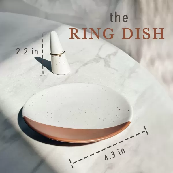 imageMora Ring Dish  Jewelry Holder for WeddingEngagement Rings Bathroom Vanity Nightstand Sink etc Cute Trendy Gift for BrideWomen Small Modern Decorative TrayPlate for Trinket Room Decor WhiteVanilla White