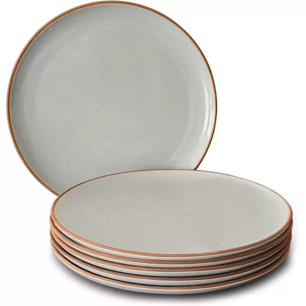 imageMora Ceramic Artisan Matte Dinner Plates Set of 6 10 inch Dish Set  Microwave Oven and Dishwasher Safe Scratch Resistant Modern Rustic Dinnerware Kitchen Porcelain Serving DishesEarl Grey