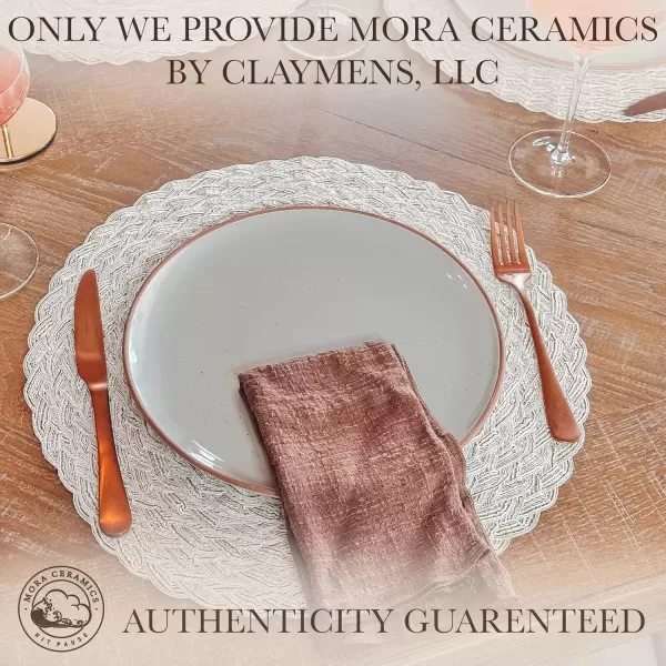 imageMora Ceramic Artisan Matte Dinner Plates Set of 6 10 inch Dish Set  Microwave Oven and Dishwasher Safe Scratch Resistant Modern Rustic Dinnerware Kitchen Porcelain Serving DishesEarl Grey