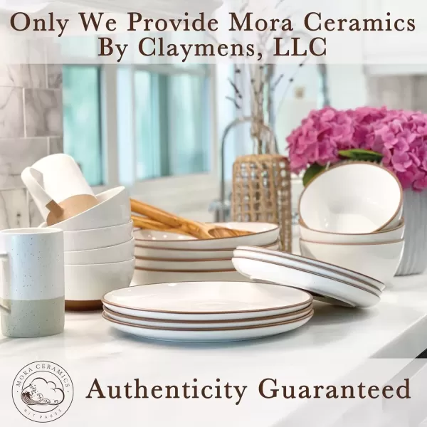 imageMora Ceramic Artisan Matte Dinner Plates Set of 6 10 inch Dish Set  Microwave Oven and Dishwasher Safe Scratch Resistant Modern Rustic Dinnerware Kitchen Porcelain Serving DishesVanilla White