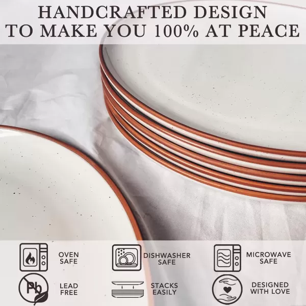imageMora Ceramic Artisan Matte Dinner Plates Set of 6 10 inch Dish Set  Microwave Oven and Dishwasher Safe Scratch Resistant Modern Rustic Dinnerware Kitchen Porcelain Serving DishesVanilla White