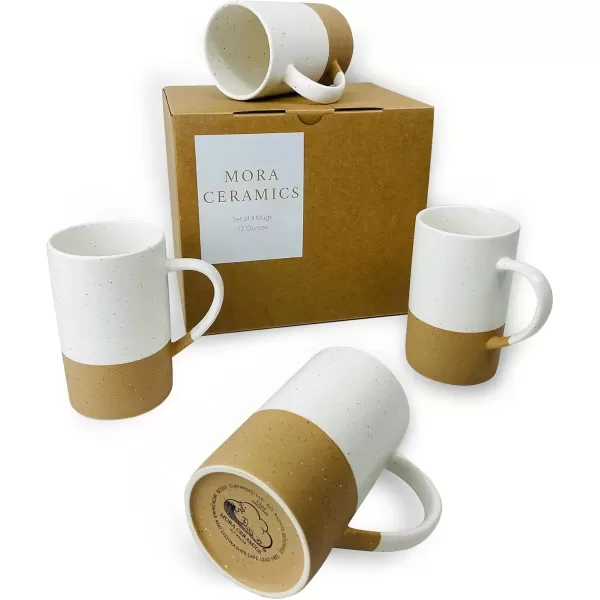 imageMora Ceramics 12oz Coffee Mug Set of 4  Ceramic Tea Cups with Handle  Microwave and Dishwasher Safe Perfect For Cup or Mug Lovers  Rustic Matte Glaze Modern Design Mugs  PetroPetro
