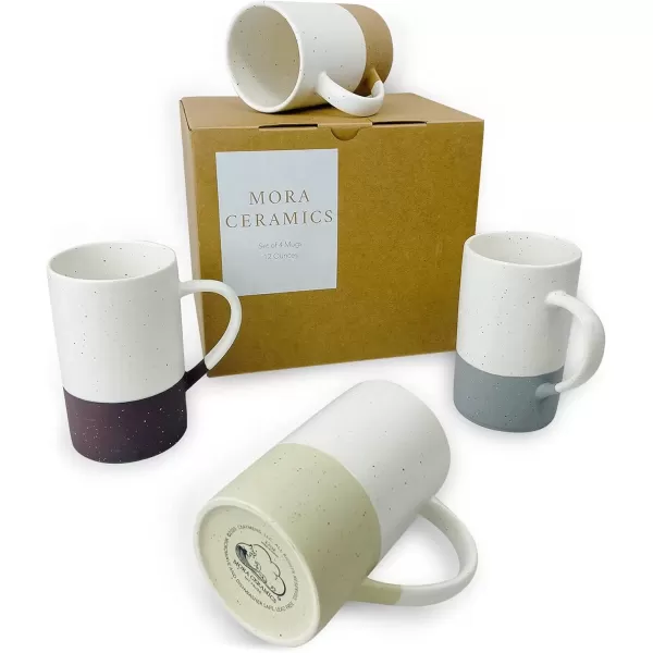 imageMora Ceramics 12oz Coffee Mug Set of 4  Ceramic Tea Cups with Handle  Microwave and Dishwasher Safe Perfect For Cup or Mug Lovers  Rustic Matte Glaze Modern Design Mugs  PetroAssorted Colors