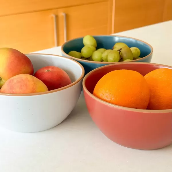 imageMora Ceramics Artisan Bundle  Dinner Plates Salad Plates Cereal Bowls Pasta Bowls Latte Mugs  Marina  Microwave Oven and Dishwasher Safe Scratch Resistant