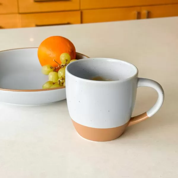 imageMora Ceramics Artisan Bundle  Dinner Plates Salad Plates Cereal Bowls Pasta Bowls Latte Mugs  Marina  Microwave Oven and Dishwasher Safe Scratch Resistant