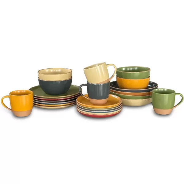 imageMora Ceramics Artisan Bundle  Dinner Plates Salad Plates Cereal Bowls Pasta Bowls Latte Mugs  Safari  Microwave Oven and Dishwasher Safe Scratch Resistant