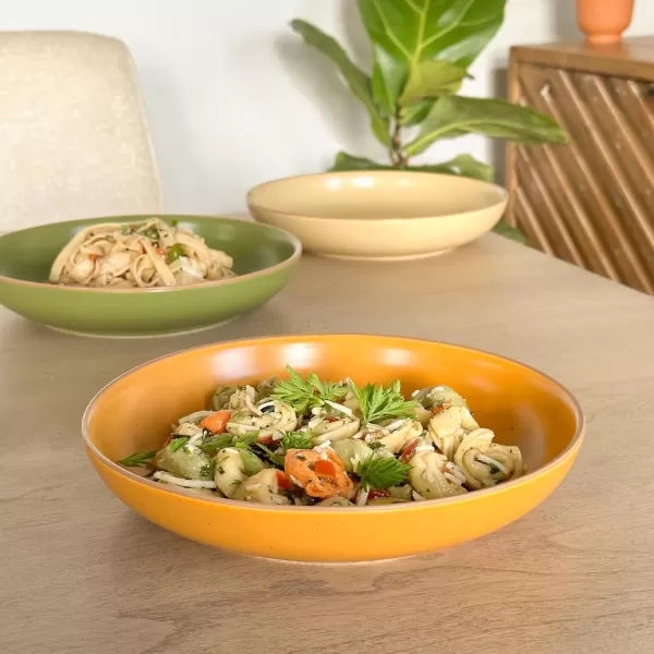 imageMora Ceramics Artisan Bundle  Dinner Plates Salad Plates Cereal Bowls Pasta Bowls Latte Mugs  Safari  Microwave Oven and Dishwasher Safe Scratch Resistant