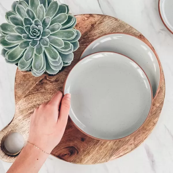 imageMora Ceramics Classic Bundle  Dinner Plates Salad Plates Cereal Bowls Pasta Bowls Latte Mugs  Earl Grey  Microwave Oven and Dishwasher Safe Scratch Resistant