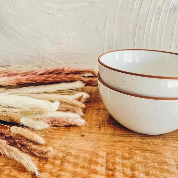 imageMora Ceramics Classic Bundle  Dinner Plates Salad Plates Cereal Bowls Pasta Bowls Latte Mugs  Vanilla White  Microwave Oven and Dishwasher Safe Scratch Resistant